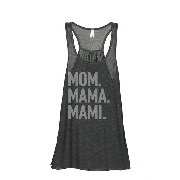 Mom Mama Mami Women's Fashion Sleeveless Flowy Racerback Workout Yoga Tank Top Charcoal Grey X-Large