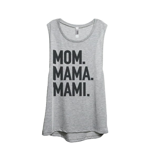 Mom Mama Mami Women's Fashion Sleeveless Muscle Workout Yoga Tank Top Sport Grey Medium