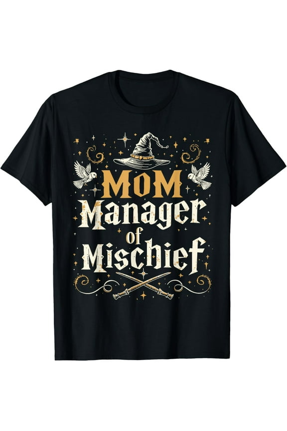 Mom Manager of Mischief - Funny Wizard Mom T-Shirt100% pure cotton short-sleeved shirt for both men and women