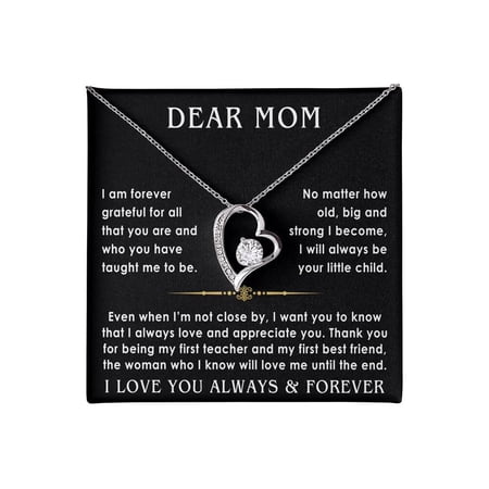 Mom Meaningful Necklace With Cubic Zirconia, Stainless Steel Forever Love Necklace From Son And Daughter With Message Card And Box #2018, White Forever Love Necklace