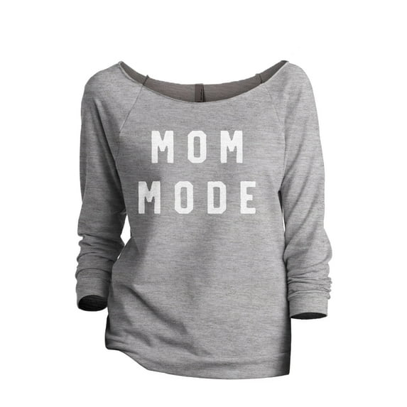 Mom Mode Women's Fashion Slouchy 3/4 Sleeves Raglan Lightweight Sweatshirt Sport Grey Large