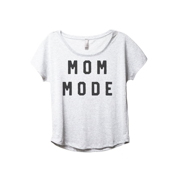 Mom Mode Women's Fashion Slouchy Dolman T-Shirt Tee Heather White Small