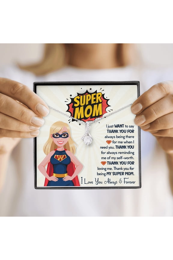 To My Mom Mother Day Cz Jewelry Message Card 4 Mom Necklace, A Meaningful Necklace Perfect For Anniversaries, Birthdays, Valentine V7589, White Alluring Necklace