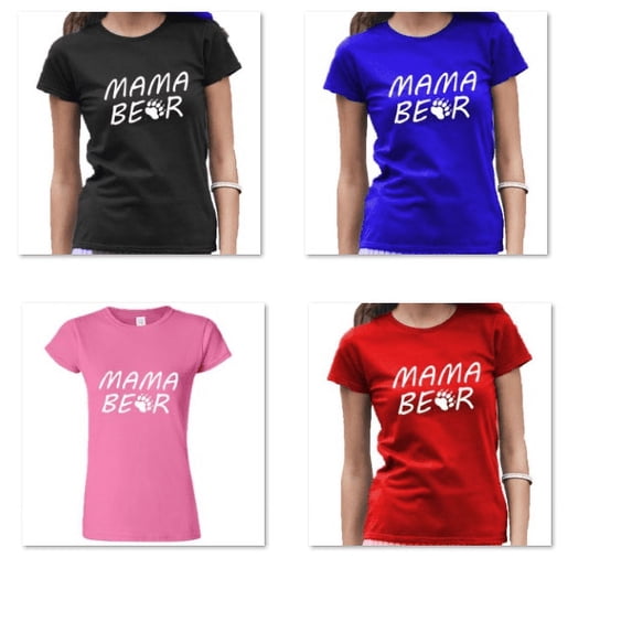 Mom Mother Mama Bear Printed Tshirt Mothers Day Shirt Short Sleeve T-Shirt Soft and Comfy Shirt, Lightweight Shirt Color Royal Blue Medium