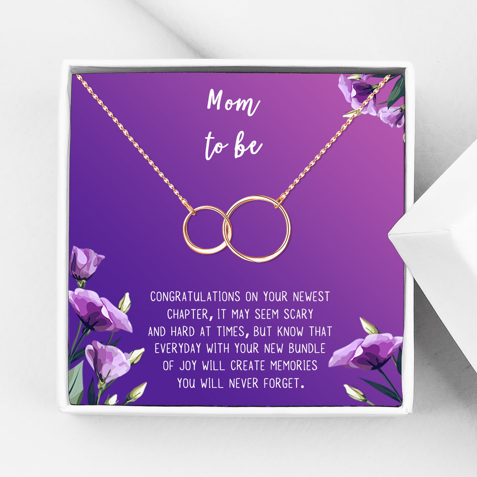 Mom to Be Mother's Day Gift, New Mom Mother's Day Gift, Gift for New Mom, New Mom Gift Box, New Mom Gift for Her, Gifts for New Mom, Congratulations Gift [Rose Gold Infinity Ring,Purple Gradient]