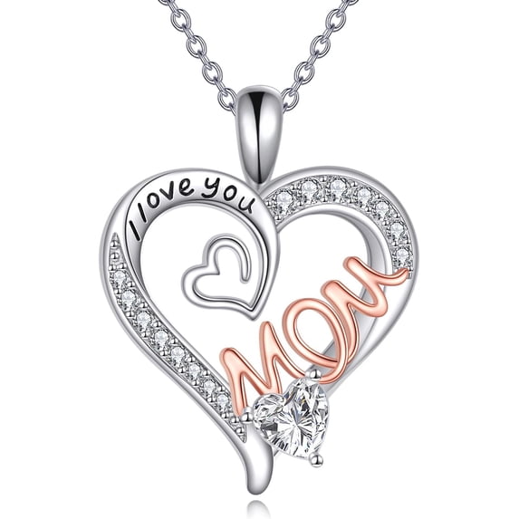 Mom Necklace 925 Sterling Silver Mother Neckalce Pendant Mom Daughter Pendant Jewelry Birthday Gifts for Mom Grandma Wife Daughter