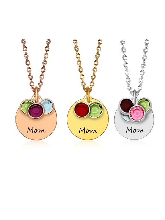 Mom Necklace Custom Mom Gifts Mothers Day Necklace from Kids With Kids Birth Month Birthstones - Personalized Mama Jewelry with Custom Birth Stone Charms - Mother's Day Gifts