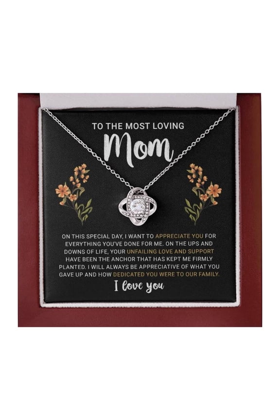 Mom Necklace From Daughter Or Son, Jewelry For Mom Birthday, Sentimental Mother'S Day Mama Pendant With Heartfelt Message Card And Box #1473, Gold Love Knot Necklace
