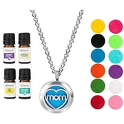 Mom Necklace Diffuser w/ 12 pads, gift box and 4 oils