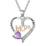 Mom Necklace I Love You Mom Gifts Mother's Day Gifts 925 Sterling Silver Necklace Birthstone Necklace for Mom Birthday Gifts for Mom Gifts from Daughters Son Gi