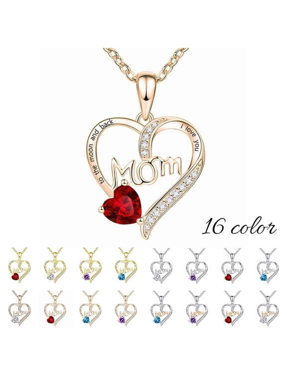 Mom Necklace I Love You Mom Gifts Mother's Day Gifts 925 Sterling Silver Necklace Birthstone Necklace for Mom Birthday Gifts for Mom Gifts from Daughters Son Gifts For Women