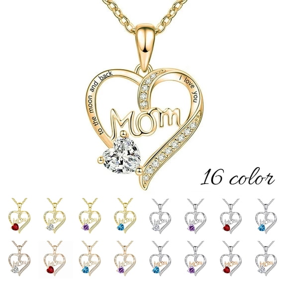 Mom Necklace I Love You Mom Gifts Mother's Day Gifts 925 Sterling Silver Necklace Birthstone Necklace for Mom Birthday Gifts for Mom Gifts from Daughters Son Gifts For Women