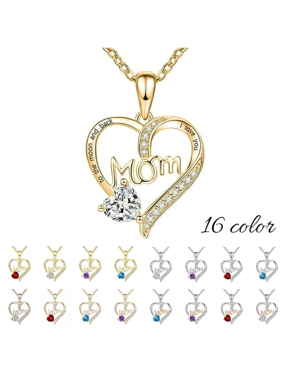 Mom Necklace I Love You Mom Gifts Mother's Day Gifts Necklace Birthstone Necklace for Mom Birthday Gifts for Mom Gifts from Daughters Son Gifts For Women