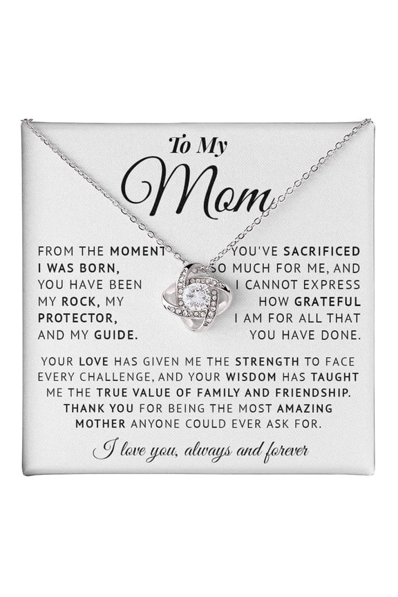 To My Mom Necklace Meaningful To Mom From Son Without You There Is No Me I Love You Necklace, Sentimental Mother'S Day Mom From Son, Unique Moms Birthday Ideas#5 #178, White Love Knot Necklace
