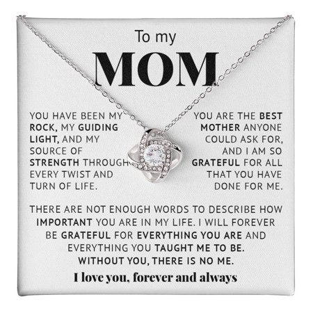 To My Mom Necklace - Meaningful From Son 'Without You There Is No Me' - I Love You Necklace, Sentimental Mother'S Day For Mom, Unique Birthday Ideas #7 #113, White Love Knot Necklace