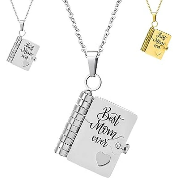 Mom Necklace for Women - Heartfelt Message Jewelry for Mom from Daughter Son, My Incredible mom Book Necklace, Personalized Hummingwings book necklace, Carries Everlasting Love