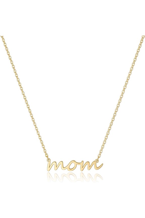 Mom Necklace for Women - Minimalist Dainty Handwriting Script Pendant - Letter Jewelry Perfect Everyday Layering Gift for Her Mother Wife