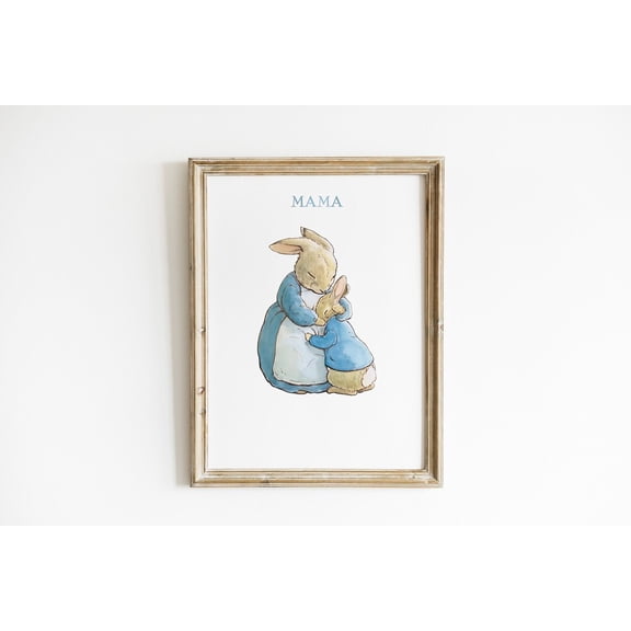 Mom Nursery Art Beatrix Potter Mother Rabbit Hugs Peter Rabbit Home Decor, Unframed Canvas 8x10in