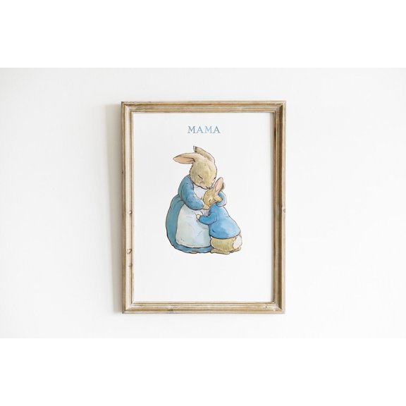 Mom Nursery Art Beatrix Potter Mother Rabbit Hugs Peter Rabbit Home Decor