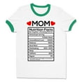 thumbnail image 1 of Mom Nutrition Facts Ringer Tee Shirt Unisex Medium White/Kelly Green, 1 of 5