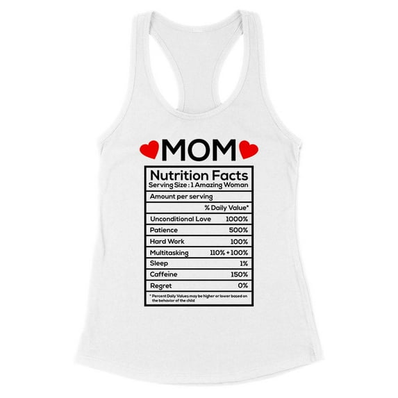 Mom Nutrition Facts Tank Top Fitted Racerback Women's Large White