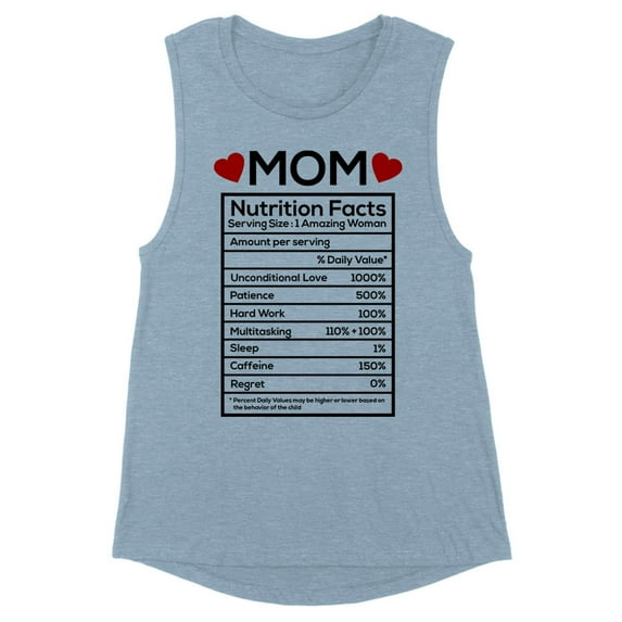 Mom Nutrition Facts Women's Muscle Tank Large Stonewash Denim