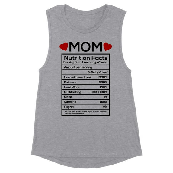 Mom Nutrition Facts Women's Muscle Tank Medium Heather Grey