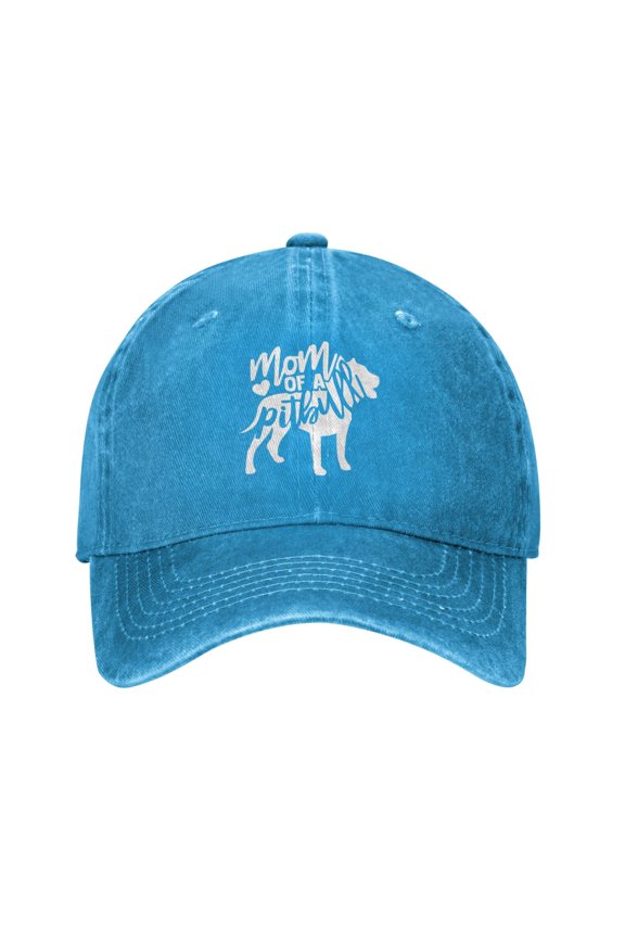 Mom Of A Pitbull Unisex Adult Washed Denim Cotton Sport Outdoor Baseball Cap Adjustable Cowboy Baseball Hat