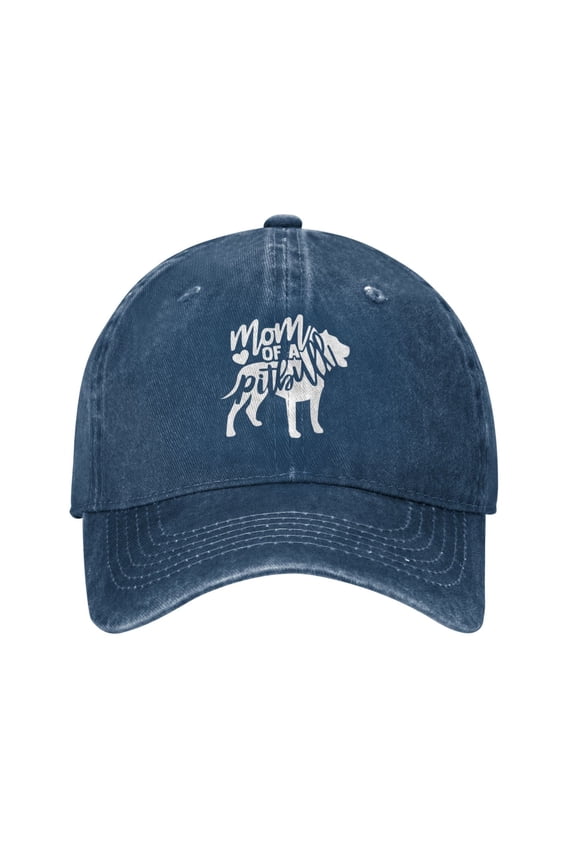 Mom Of A Pitbull Unisex Adult Washed Denim Cotton Sport Outdoor Baseball Cap Adjustable Cowboy Baseball Hat