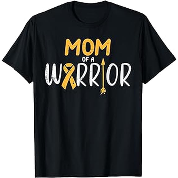 Mom Of A Warrior Childhood Cancer Ribbon Awareness Family T-Shirt