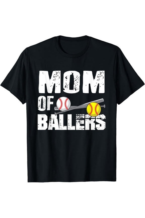 Mom Of Ballers Funny Baseball Softball Game Mothers Day Gift T-Shirt