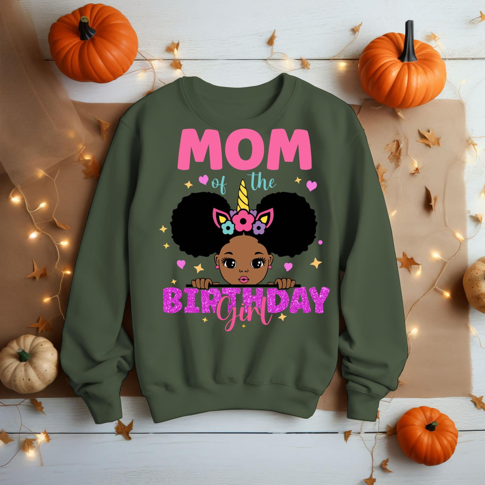 Mom Of Birthday Girl Melanin Afro Unicorn Princess African American T ...