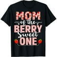 thumbnail image 1 of Mom Of The Berry Sweet One Birthday Strawberry Mom T-ShirtMen and women, Black T-shirt, size: Extra large, 1 of 4