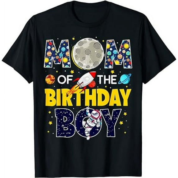 Mom Of The Birthday Boy 2nd Outer Space Outfit T-Shirt