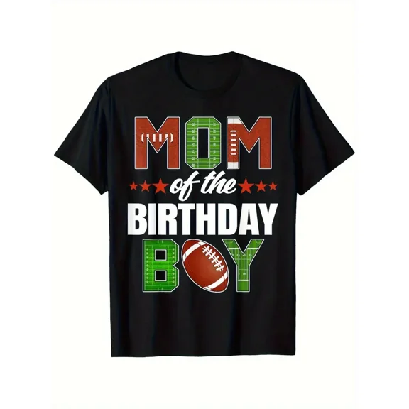 Mom Of The Birthday Boy Football T - Shirt Vintage Beach Gifts For Family Men'S T-Shirt