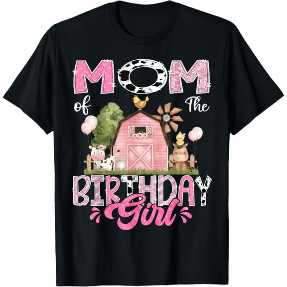 Mom Of The Birthday Girl 1St Birthday Pink Cow Farm T-Shirt Unisex S-5XL Hot Trending Shirt, Vintage Birthday Gift