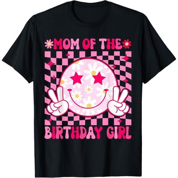 Mom Of The Birthday Girl Groovy Birthday Teens Girls Preppy T-Shirt Unisex S-5XL Hot Trending Shirt, Vintage Birthday Gift