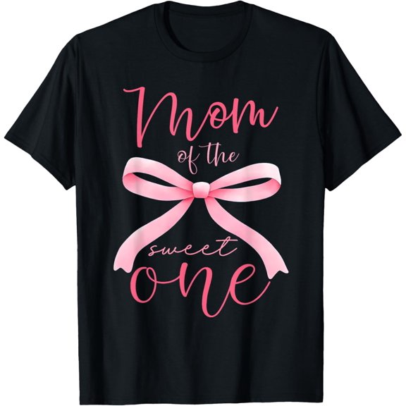 Mom Of The Sweet One 1St Birthday Girl Coquette Pink Bow T-Shirt Unisex S-5XL Hot Trending Shirt, Vintage Birthday Gift