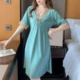 thumbnail image 1 of Mom Pajamas for Women Cotton,Sriper Plus Size Womens Pajamas,Casual Crewneck Short Sleeve Dresses,Soft Pjs Sleepwear Loungewear,Set De Pijamas Para Mujer,Green XL, 1 of 3