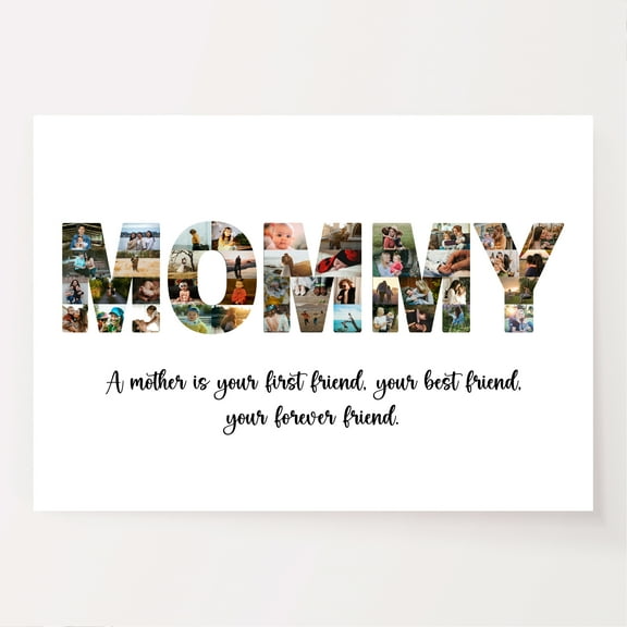 Mom Photo Collage Mother's Day Gift from Kids Personalized DIY Birthday Photo Gifts Word Collage Mommy Picture Collage Poster 8x10