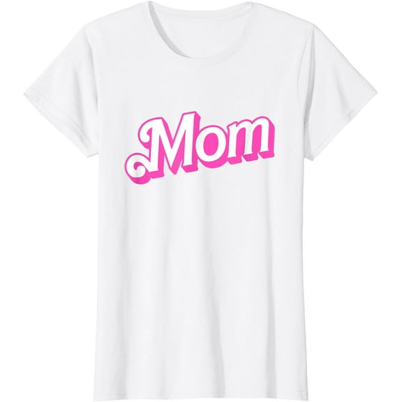 Mom Pink & White Overlapping Font Halloween Costume T-Shirt