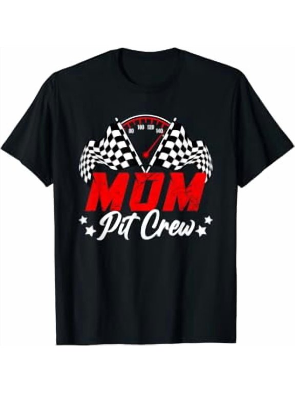 Mom Pit Crew Birthday Party Race Car Lover Racing Family T-Shirt