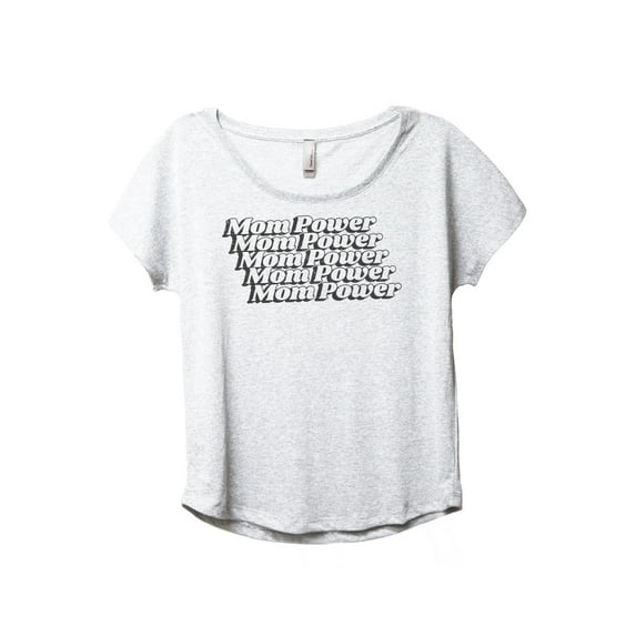 Mom Power Women's Fashion Slouchy Dolman T-Shirt Tee Heather White 3X-Large