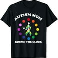 thumbnail image 1 of Mom Puzzle Piece Ribbon Clock Cool Autism Awareness Gift T-Shirt, 1 of 4