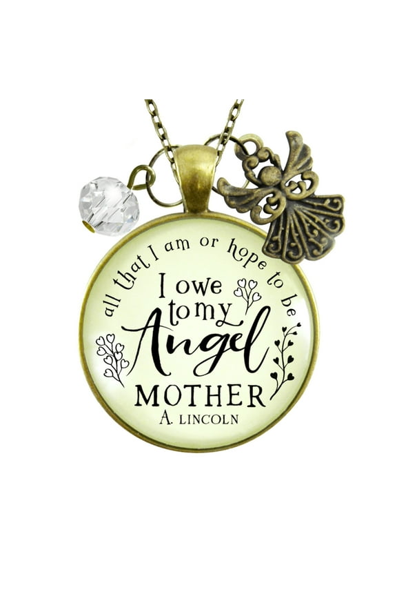 Mom Remembrance Angel Necklace All I Am Gutsy Goodness Female Adult Bronze Metal Jewelry