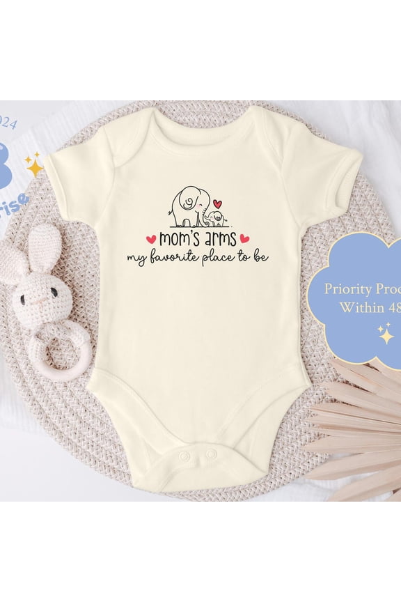 Mom'S Arms Elephant Baby Bodysuit, My Favorite Place To Be, Onesie For Infant Boy Or Girl Cute Baby Onesie, BABY BODYSUIT LAT 4424