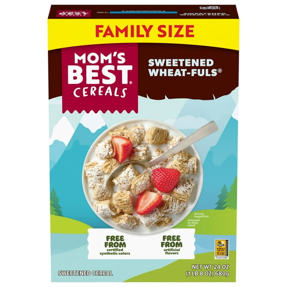 Mom's Best Sweetened Wheatfuls Cereal, Whole Grain, Heart Healthy, Crunchy Breakfast Cereal, 24 oz Box