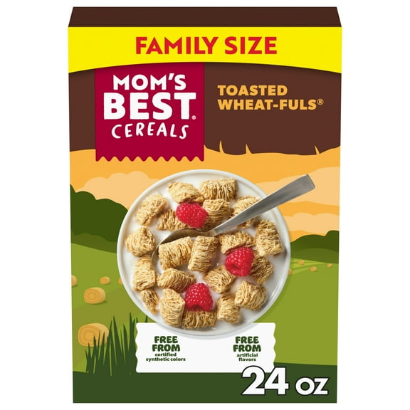 Mom's Best Toasted Wheatfuls Crunchy Cereal, Whole Grain, Heart Healthy, Non-GMO, 24 oz Box