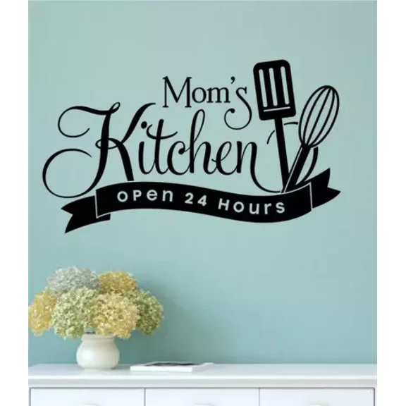 Mom'S Kitchen Open 24 Hours Vinyl Wall Decal Cafe Bistro Home Decor Words Quote