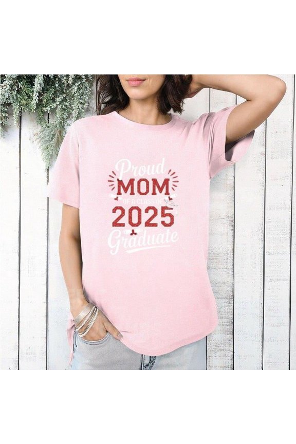 Mom Senior 2025 Proud Graduation T-shirt, Family Matching Gift for Graduates, for men & women, up to size 5XL